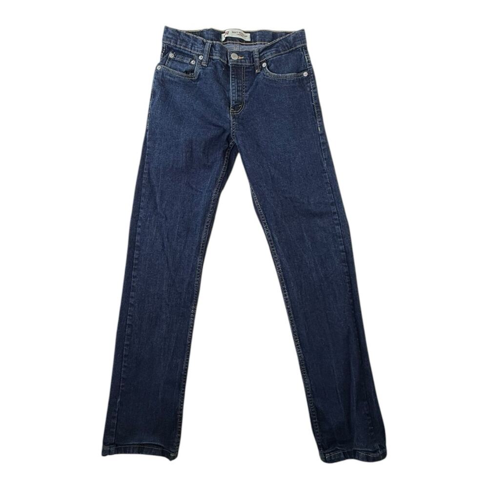Levis 502 Boys Denim Jeans Sz 16 Reg 28 x 30" Stretch Dark Blue EUC